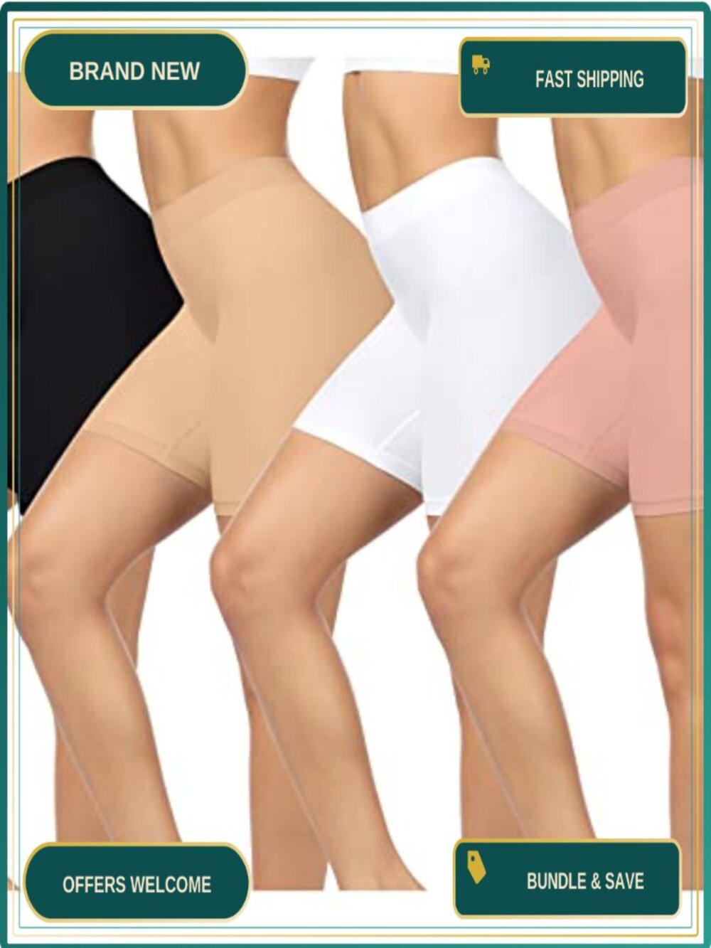 4 Pack Seamless Slip Shorts for Under Dresses Women Anti Chafing Shapewear